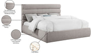 Adam Linen Textured Fabric Upholstered King Bed in Taupe - B1255Taupe-K