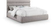 Adam Linen Textured Fabric Upholstered King Bed in Taupe - B1255Taupe-K