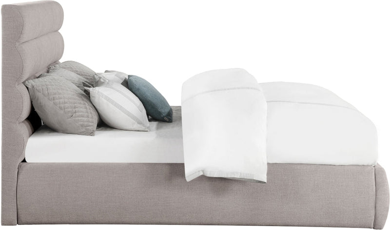 Adam Linen Textured Fabric Upholstered King Bed in Taupe - B1255Taupe-K