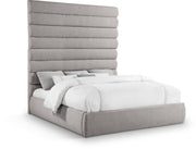 Adam Linen Textured Fabric Upholstered King Bed in Taupe - B1255Taupe-K90