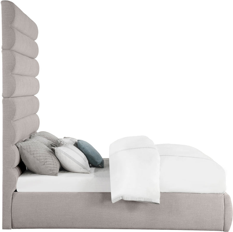 Adam Linen Textured Fabric Upholstered King Bed in Taupe - B1255Taupe-K90