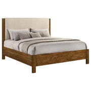 Adderley Eastern King Wood Panel Bed Cream and Warm Brown - 215851KE