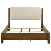 Adderley Eastern King Wood Panel Bed Cream and Warm Brown - 215851KE