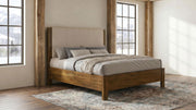 Adderley Queen Wood Panel Bed Cream and Warm Brown - 215851Q