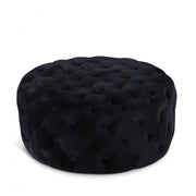 Addison Velvet Upholstered Ottoman in Black - 122Black