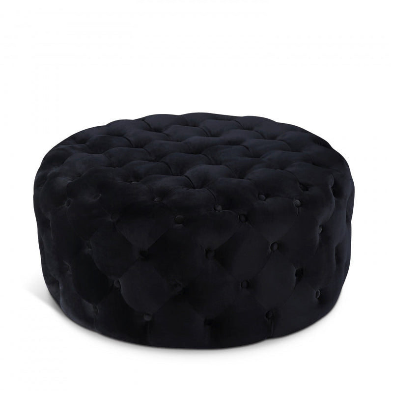 Addison Velvet Upholstered Ottoman in Black - 122Black