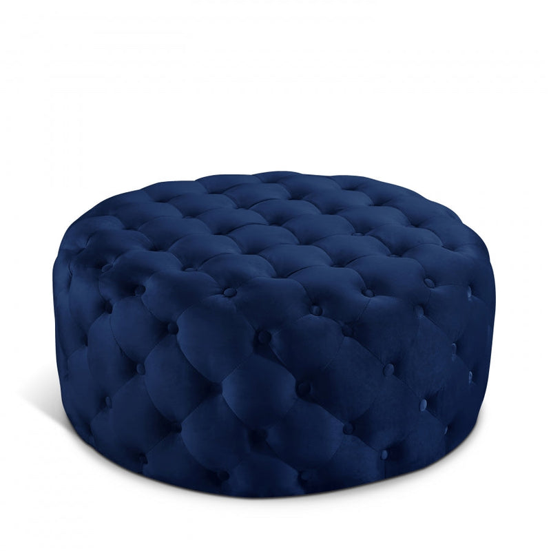 Addison Velvet Upholstered Ottoman in Blue - 122Navy