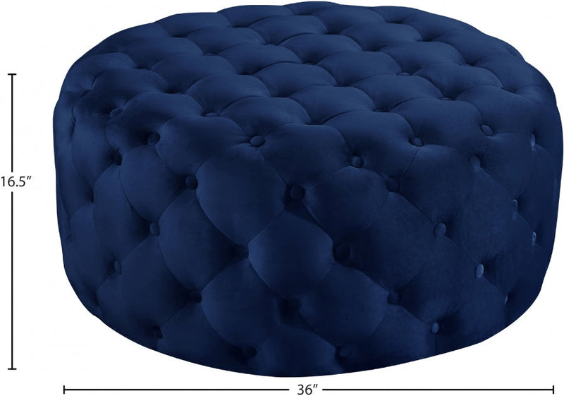 Addison Velvet Upholstered Ottoman in Blue - 122Navy
