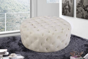 Addison Velvet Upholstered Ottoman in Cream - 122Cream