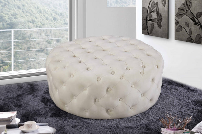 Addison Velvet Upholstered Ottoman in Cream - 122Cream