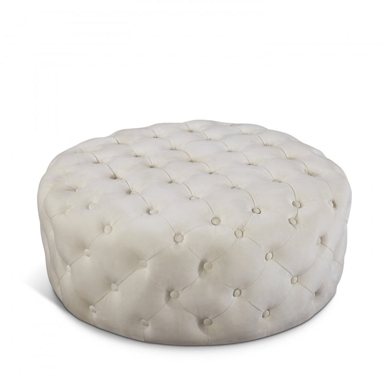 Addison Velvet Upholstered Ottoman in Cream - 122Cream