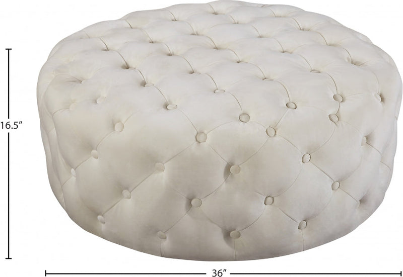 Addison Velvet Upholstered Ottoman in Cream - 122Cream