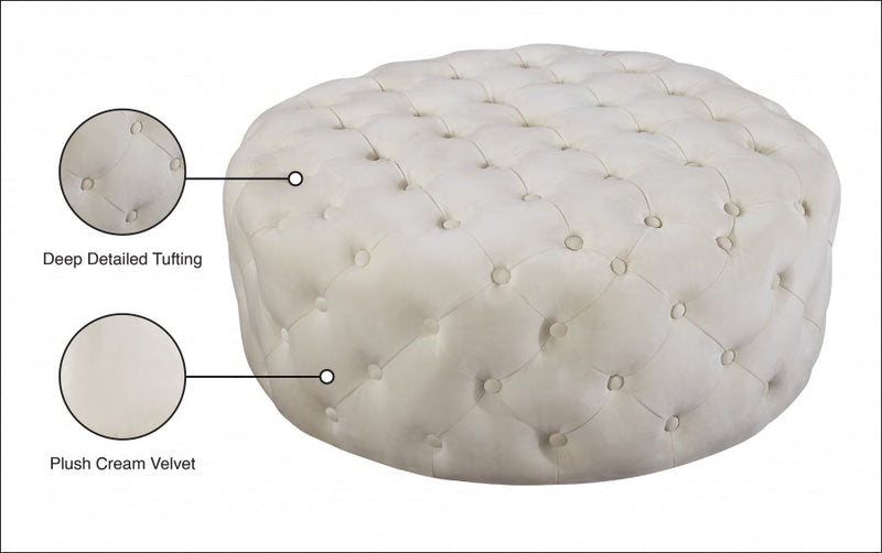 Addison Velvet Upholstered Ottoman in Cream - 122Cream