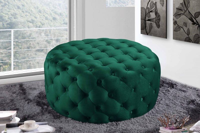 Addison Velvet Upholstered Ottoman in Green - 122Green