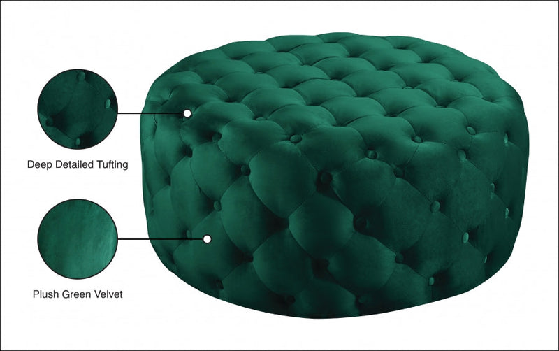 Addison Velvet Upholstered Ottoman in Green - 122Green