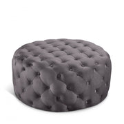 Addison Velvet Upholstered Ottoman in Grey - 122Grey