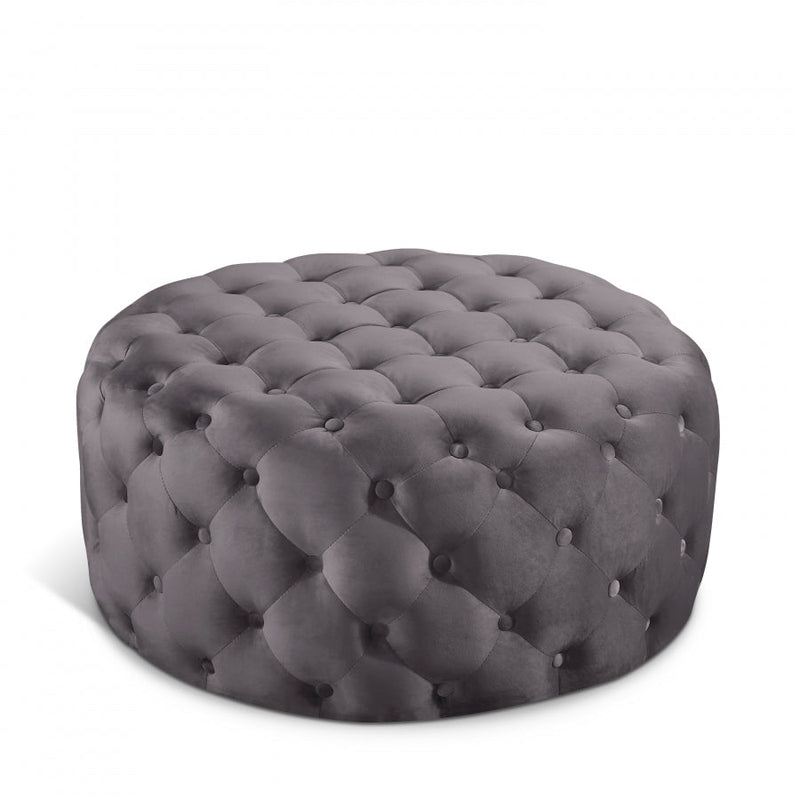 Addison Velvet Upholstered Ottoman in Grey - 122Grey