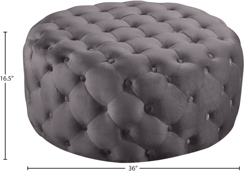 Addison Velvet Upholstered Ottoman in Grey - 122Grey
