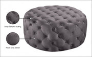 Addison Velvet Upholstered Ottoman in Grey - 122Grey