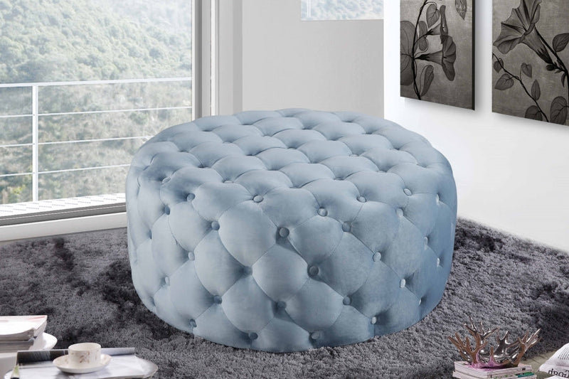 Addison Velvet Upholstered Ottoman in Light Blue - 122SkyBlu