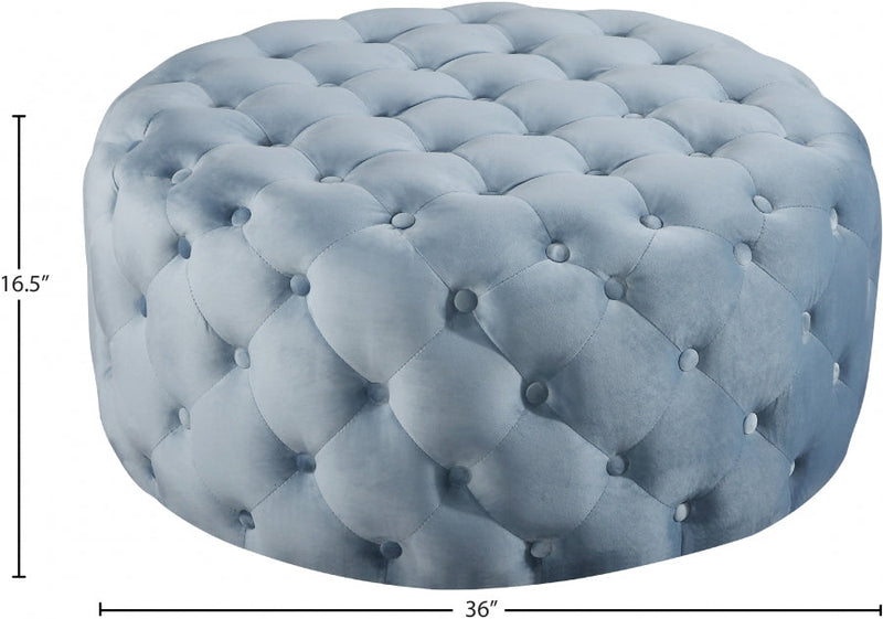 Addison Velvet Upholstered Ottoman in Light Blue - 122SkyBlu