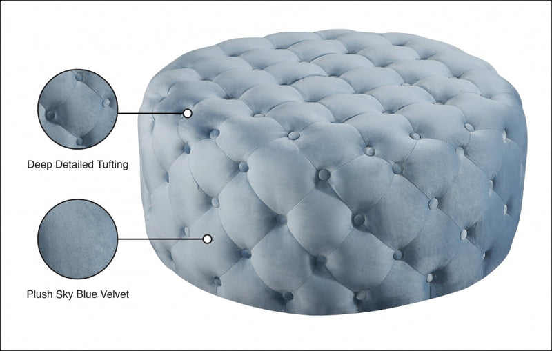 Addison Velvet Upholstered Ottoman in Light Blue - 122SkyBlu