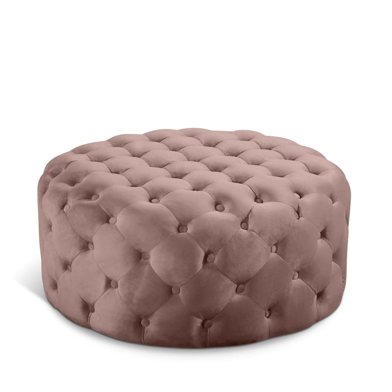 Addison Velvet Upholstered Ottoman in Pink - 122Pink