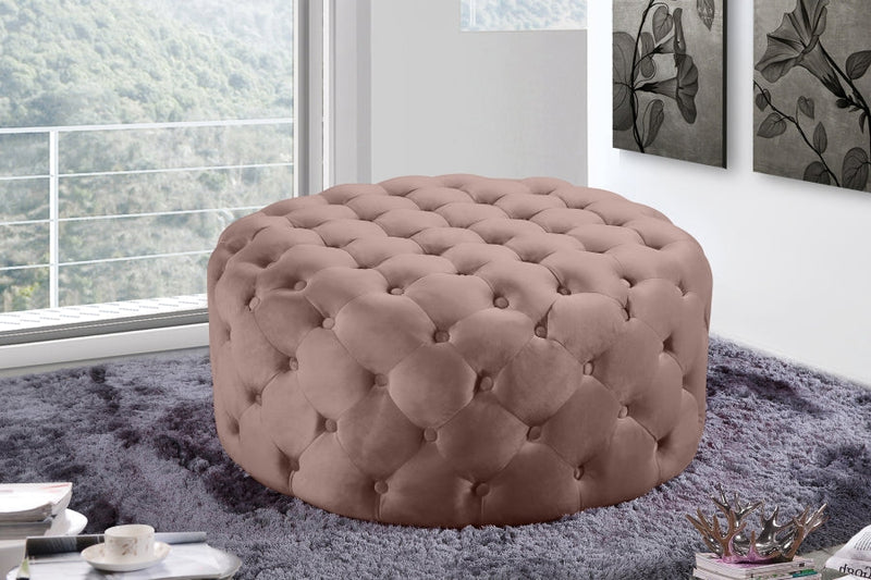 Addison Velvet Upholstered Ottoman in Pink - 122Pink