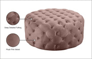 Addison Velvet Upholstered Ottoman in Pink - 122Pink