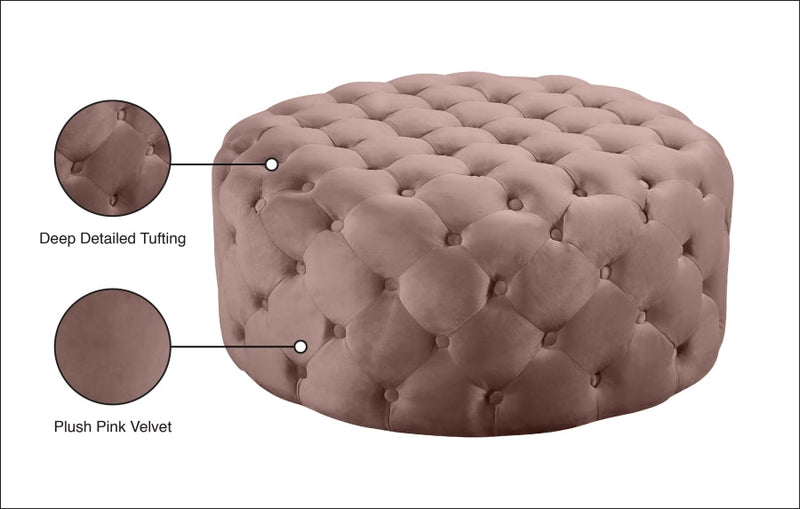 Addison Velvet Upholstered Ottoman in Pink - 122Pink