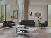 Adela 3-pieces (Sofa & Loveseat & Chair) Livingroom Set Anthracite in Anthracite - 101-ADE-ELI10-321