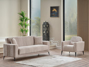 Adela 3-pieces (Sofa & Loveseat & Chair) Livingroom Set Cream in Cream - 101-ADE-ELI02-321