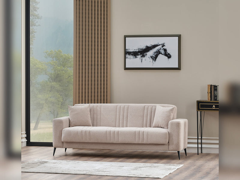 Adela 3-pieces (Sofa & Loveseat & Chair) Livingroom Set Cream in Cream - 101-ADE-ELI02-321