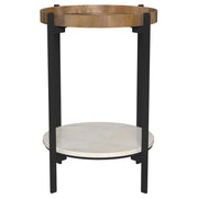 Adhvik Round End Side Table Marble Shelf Natural and Black - 931218