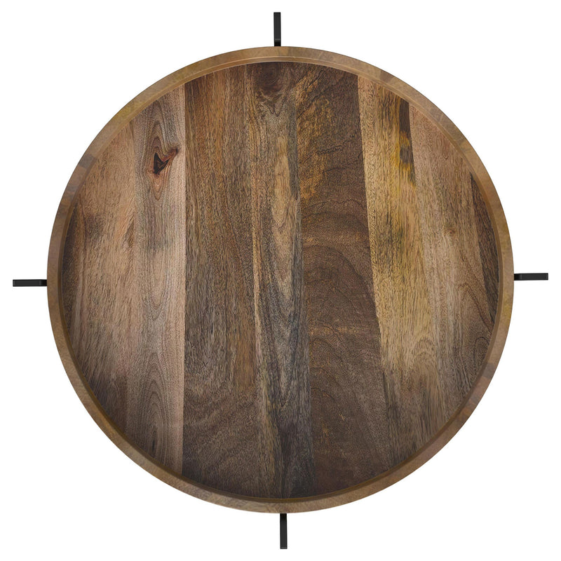 Adhvik Round End Side Table Marble Shelf Natural and Black - 931218
