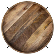 Adhvik Round Wood Top Marble Shelf Coffee Table Natural - 721888