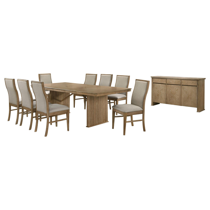 Adina 10-piece Extension Dining Set Distressed Light Brown - 193611-S10