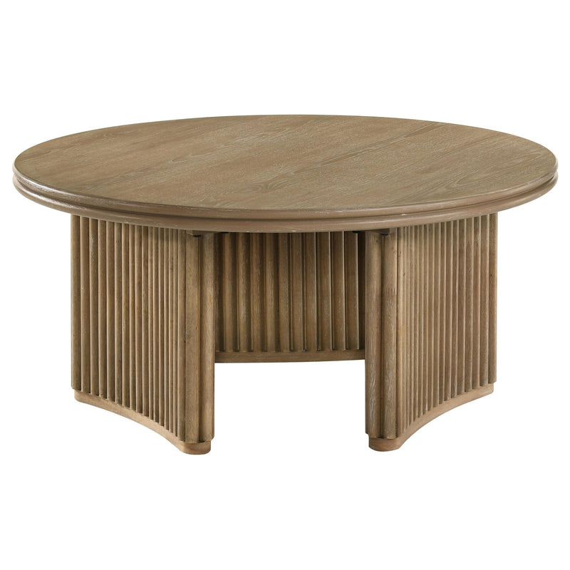 Adina 2-piece Round Coffee Table Set Distressed Light Brown - 722938-S2