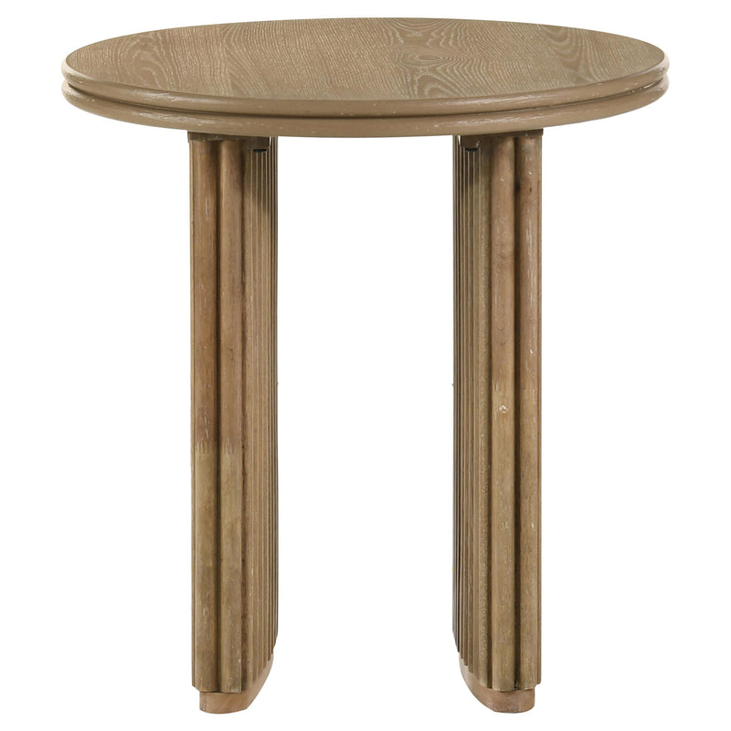 Adina 3-piece Round Coffee Table Set Distressed Light Brown - 722938-S3