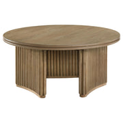 Adina 36-inch Round Wood Coffee Table Distressed Light Brown - 722938