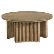 Adina 36-inch Round Wood Coffee Table Distressed Light Brown - 722938