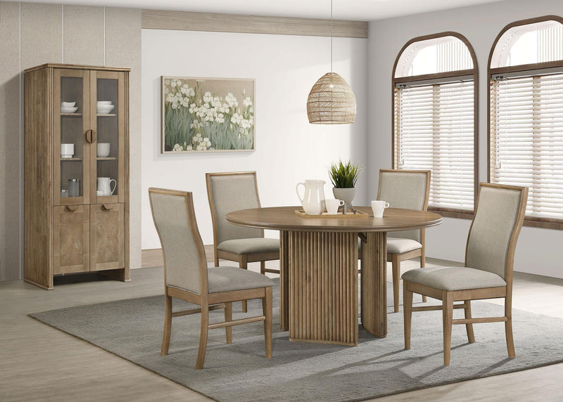Adina 53-inch Round Wood Dining Table Distressed Light Brown - 193610