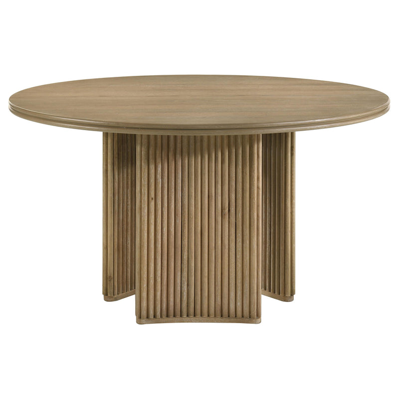 Adina 53-inch Round Wood Dining Table Distressed Light Brown - 193610