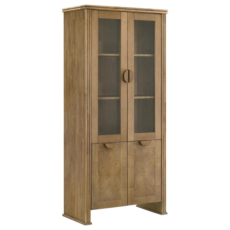 Adina 77-inch Tall Display Cabinet Distressed Light Brown - 193616
