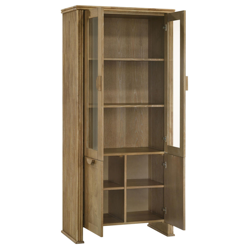Adina 77-inch Tall Display Cabinet Distressed Light Brown - 193616