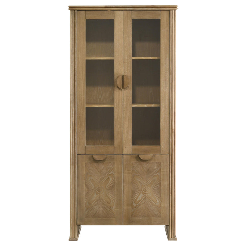 Adina 77-inch Tall Display Cabinet Distressed Light Brown - 193616