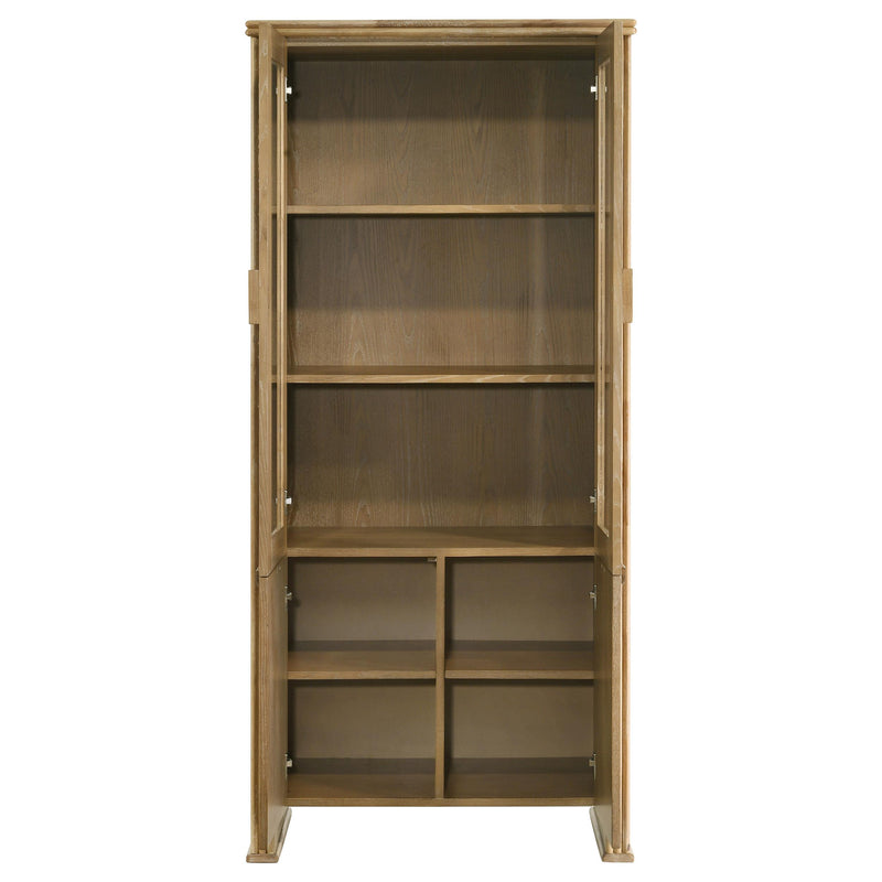 Adina 77-inch Tall Display Cabinet Distressed Light Brown - 193616
