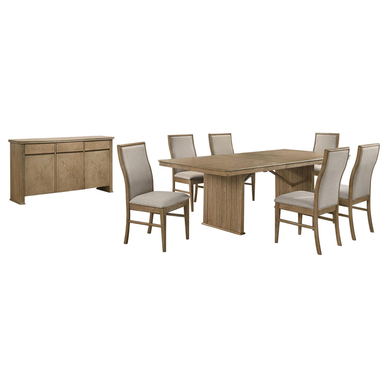 Adina 8-piece Extension Dining Set Distressed Light Brown - 193611-S8