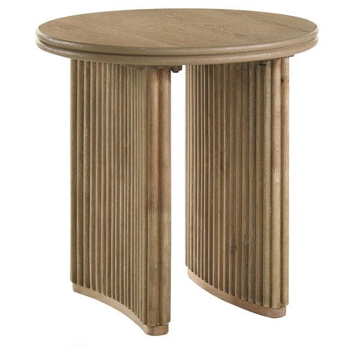 Adina Round Wood Side End Table Distressed Light Brown - 722937