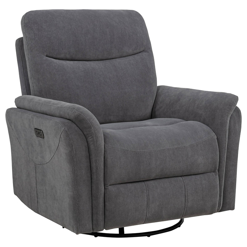 Adler Upholstered Power Swivel Glider Recliner Charcoal Grey - 610443P
